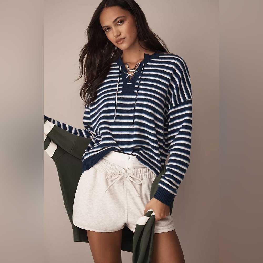 NWT! Anthropologie Sundry Lace-Up Sweater - Size XL 🪝